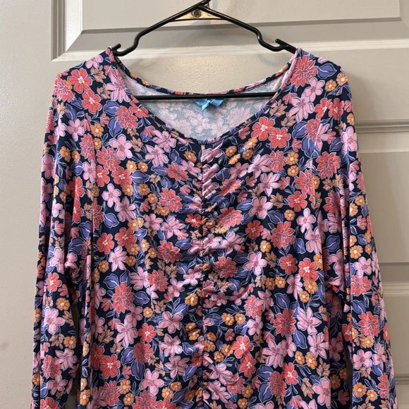 Draper James Navy Floral Dress with Pink and Orange Accents - Picture 2 of 3